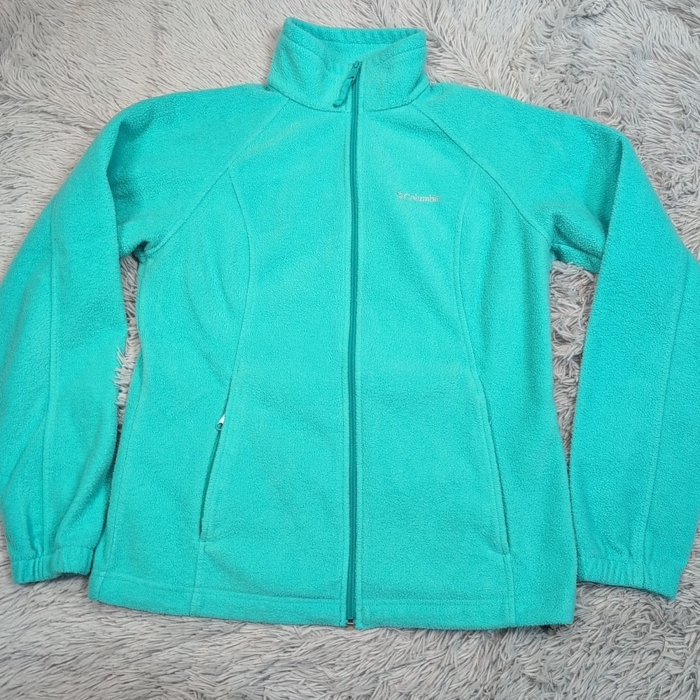 Columbia Jacket Womens‎ M Blue Fleece Gorpcore Cozy Comfort Soft Zip Up Pockets